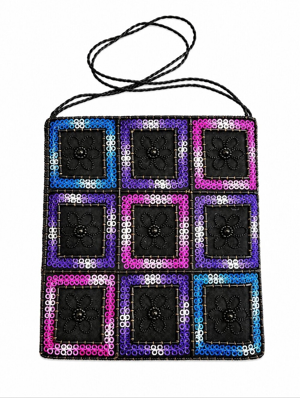 CHICO'S Embroidered Beaded Silk Evening Cocktail Quilted Party Bag